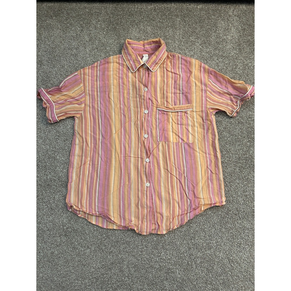 Stars Above Pajama Top Womens XS Pink Orange Stripe Excellent Simply Cool Lyocel